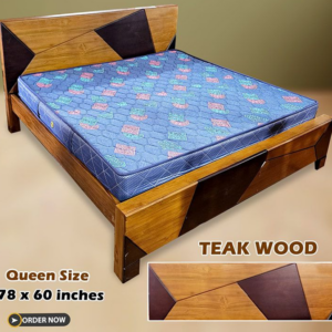 3D Model Teak wood Double Cot Queen Size