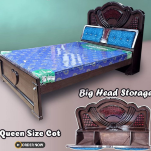 Heavy Wood Double Cot with Big head storage Queen size