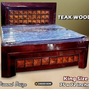 HEAVY Teak Wooden Cot Diamond Design King Size
