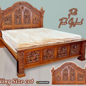 Full Teak Wood Carving Double King size Cot