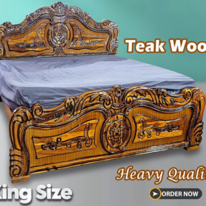 Heavy Bombay Teak Double Cot King Size grand design King size